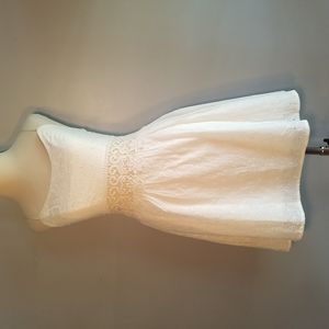 Trixxi DRESS SZ 3 Creamy Milk White Eyelet Lace Peekaboo Waist Spaghetti Straps